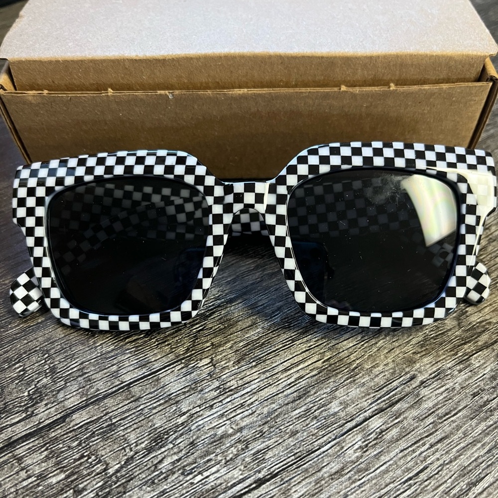 Vans Checkered Black and White Square Sunglasses
